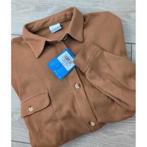 Columbia Women's Holly Hideaway Waffle Shirt Jacket Brown Shacket Size XXL NWT‎